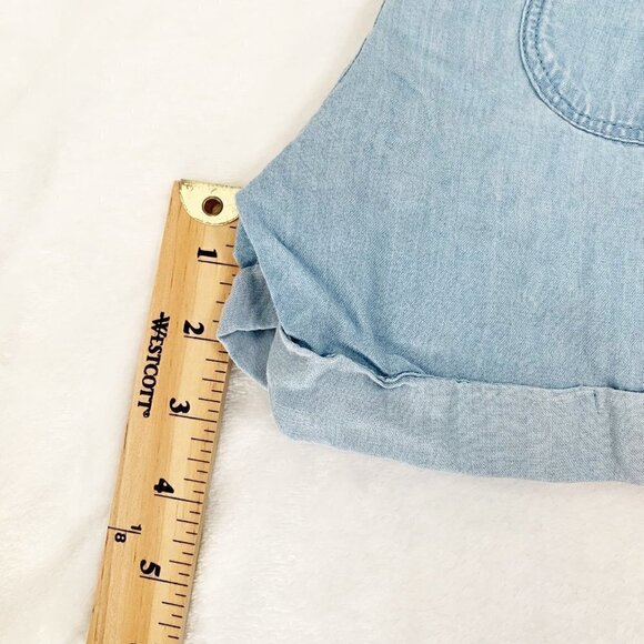 aerie lightweight flowy chambray high waist stretch elastic waist pull on shorts - Picture 9 of 9